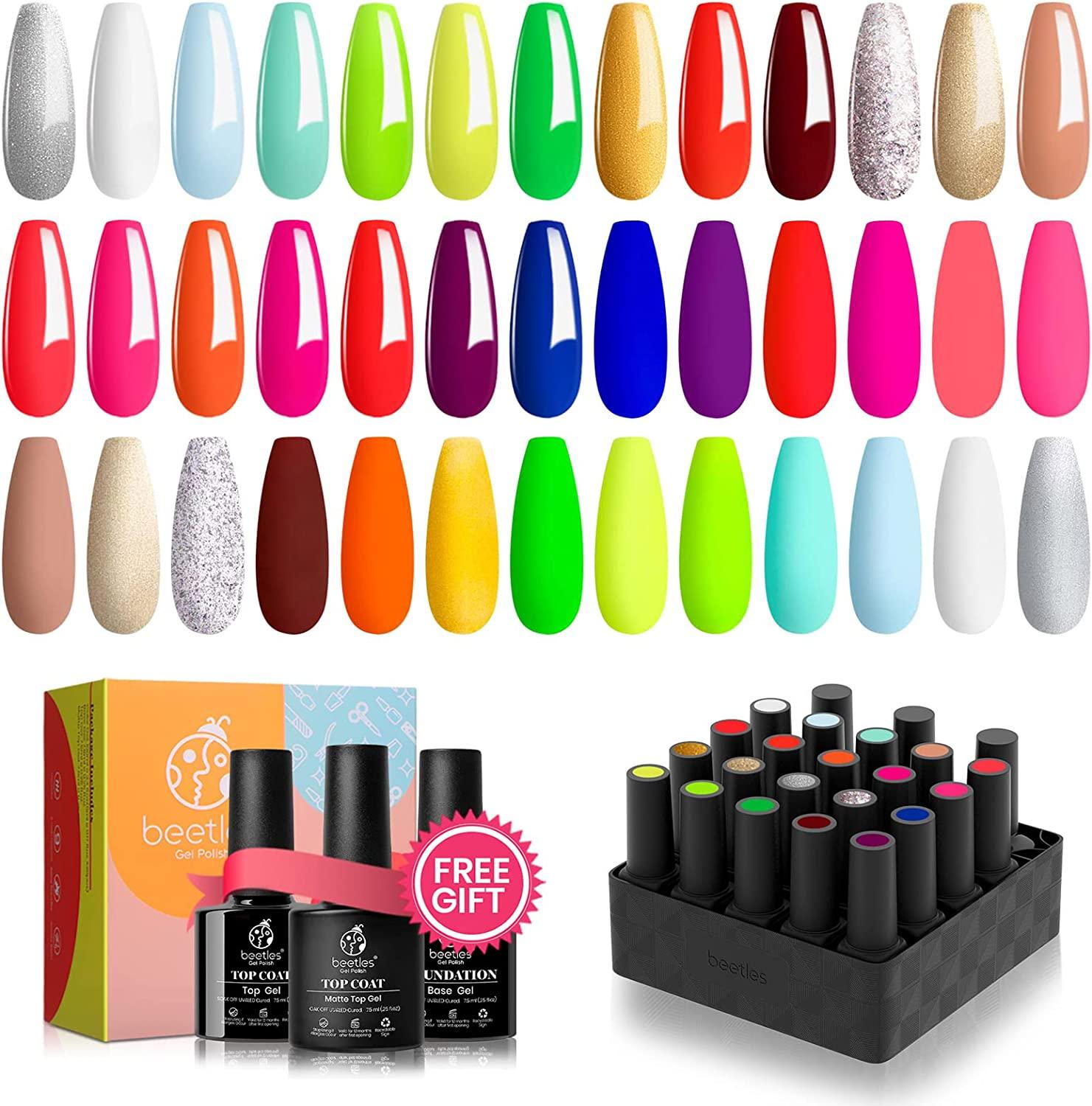 Beetles Gel Nail Polish Kit — 20 Mini Colours with Base & Top Coat