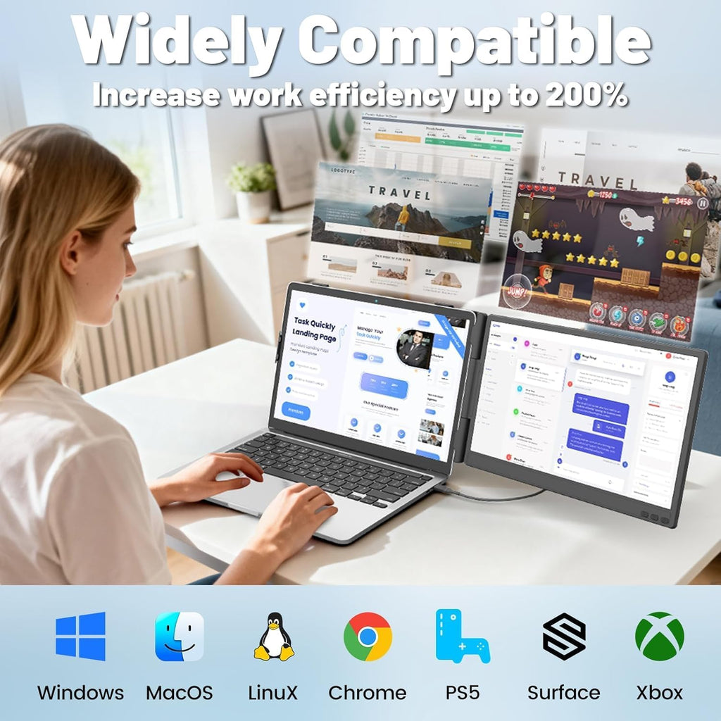 KEFEYA Laptop Screen Extender 14" FHD 1080P Full HD IPS Port