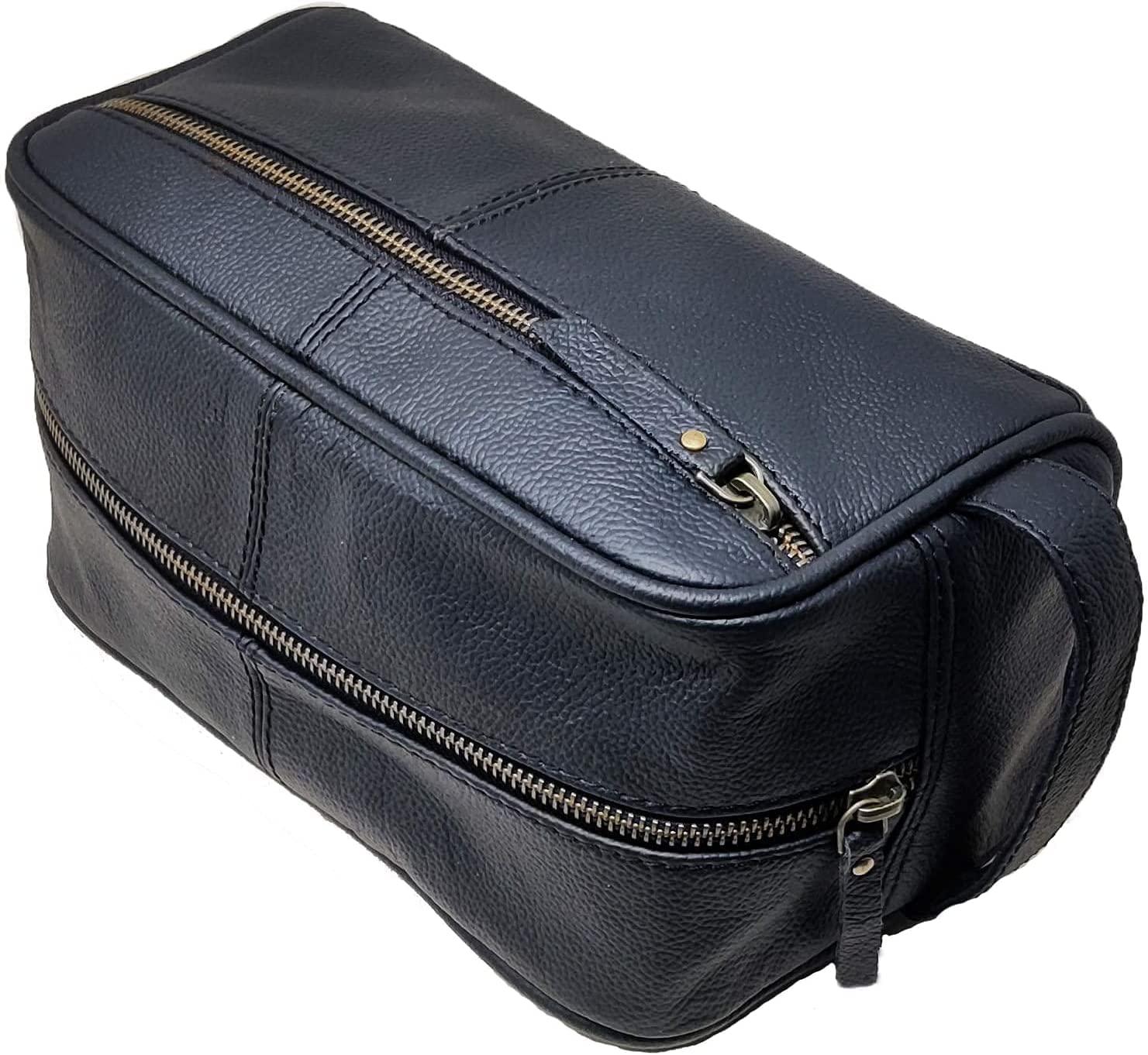 Men's Genuine Leather Toiletry Bag Waterproof Dopp Kit Shaving Bags and