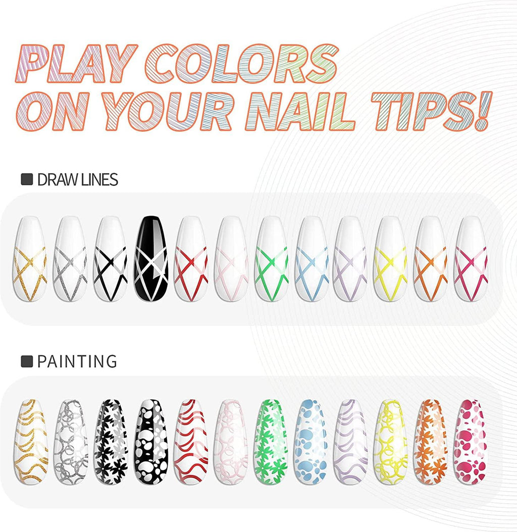 Kredioo Gel Nail Polish Liner Nail Art 12 Colors Painted Gels Kit Neon