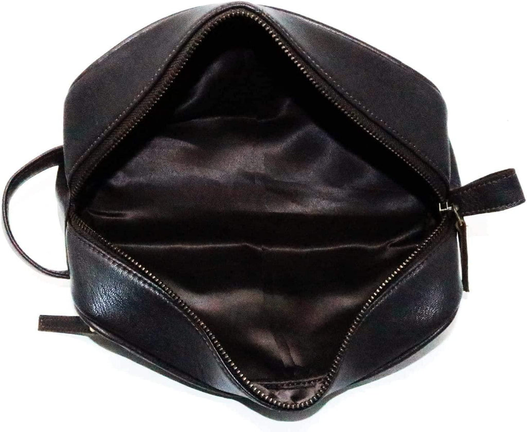 Men's Genuine Leather Toiletry Bag Waterproof Dopp Kit Shaving Bags and