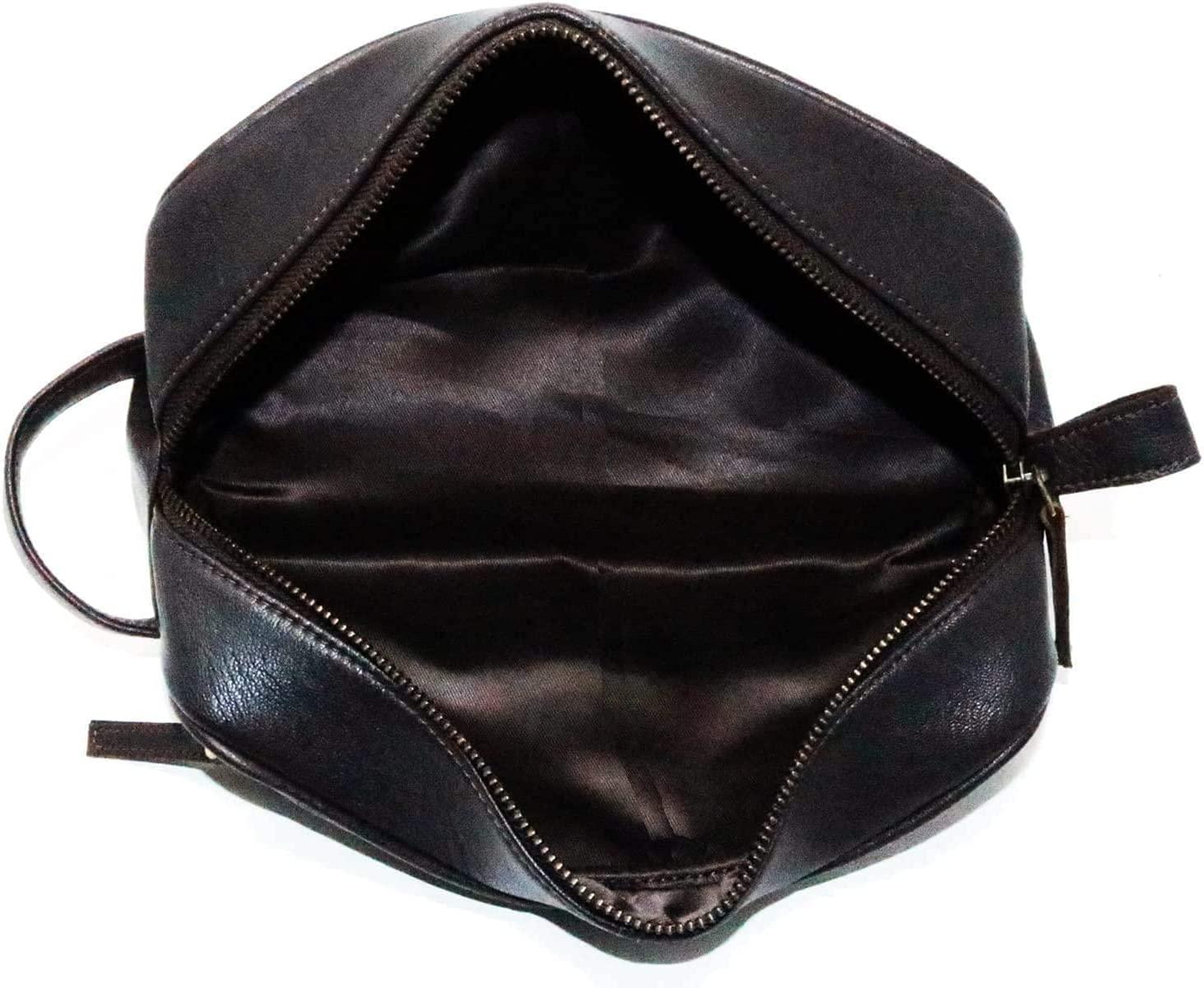 Men's Genuine Leather Toiletry Bag Waterproof Dopp Kit Shaving Bags and