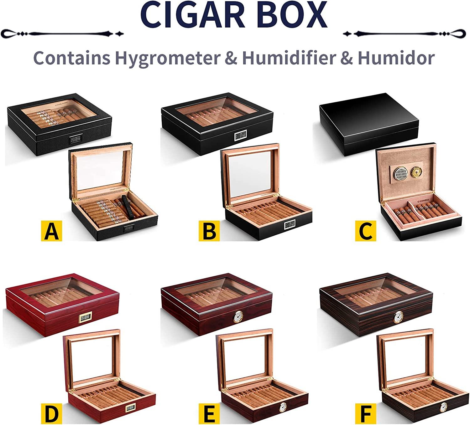CIGARLOONG Cigar Humidor Spanish Cedar Desktop Box with Humidifier and