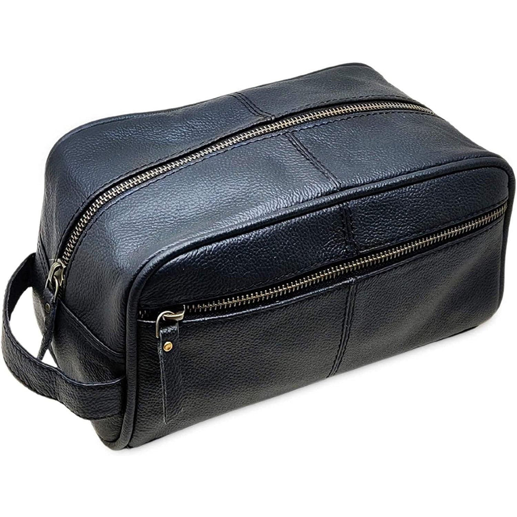 Men's Genuine Leather Toiletry Bag Waterproof Dopp Kit Shaving Bags and