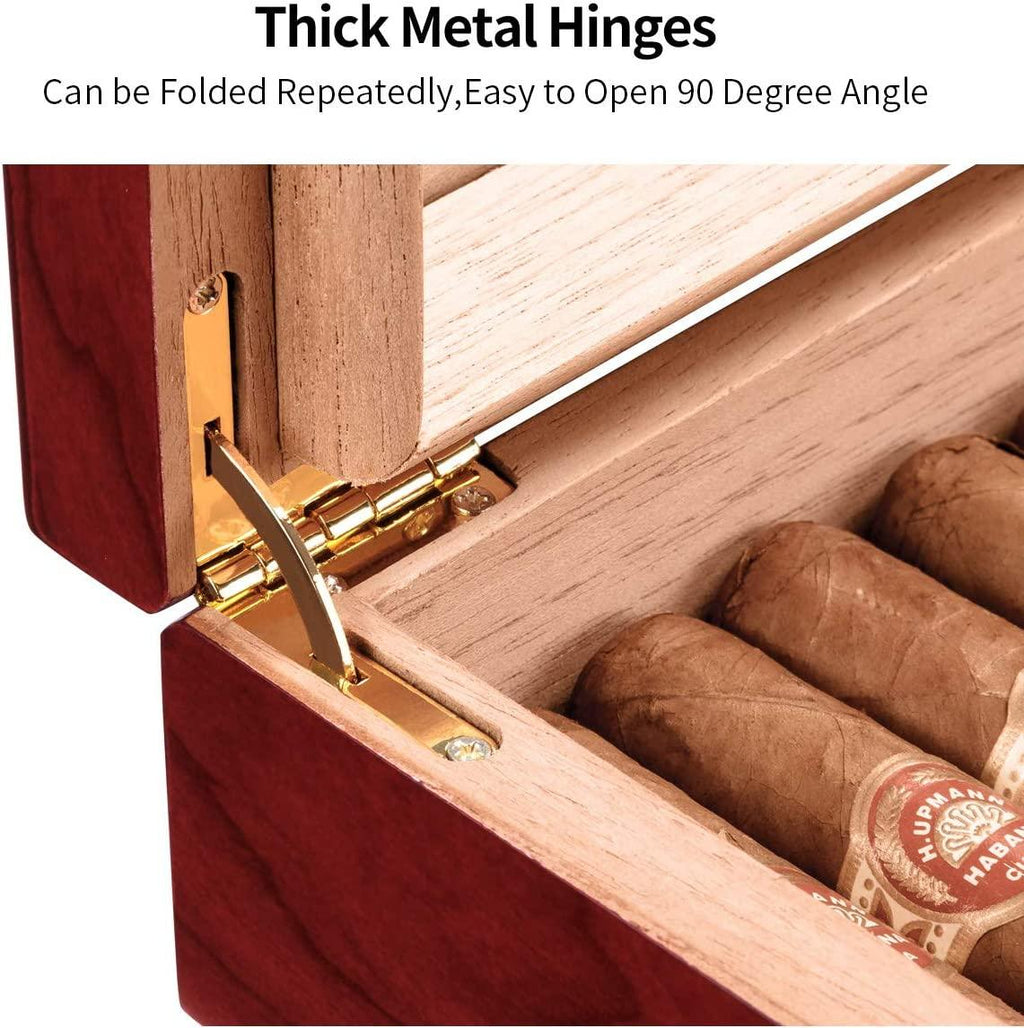 CIGARLOONG Cigar Humidor Spanish Cedar Desktop Box with Humidifier and