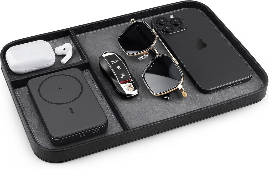 Norwood™ Leather Catch-All Valet Tray — Multi-Compartment