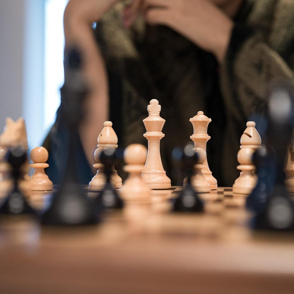 A&A Premium Natural Walnut Folding Chess Set