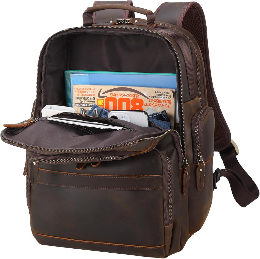 Ashcroft™ Vintage Leather Laptop Backpack — 15.6″ Business Rucksack