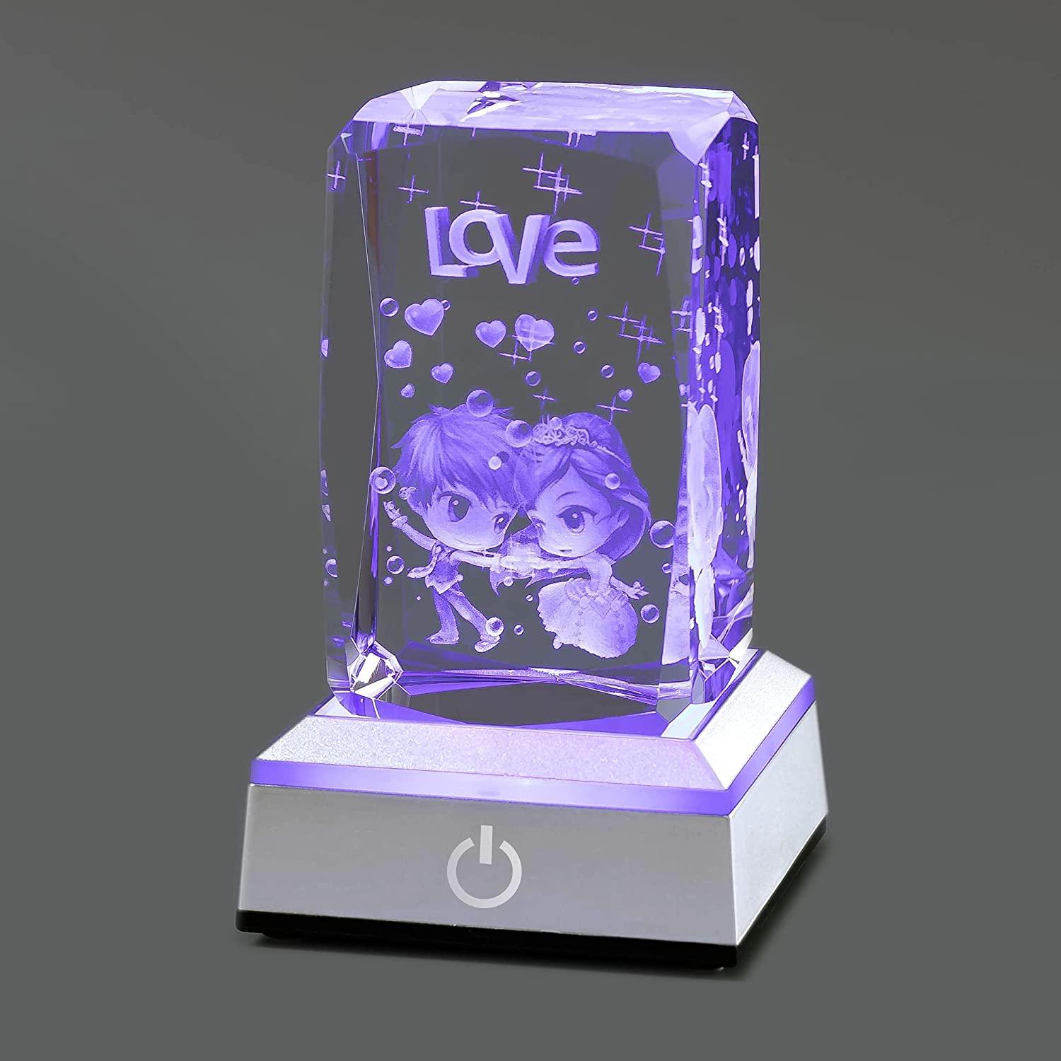 hochance 3D Rose Crysatl with LED Display Base