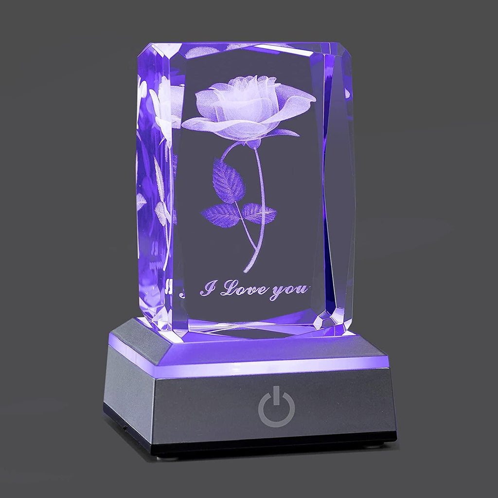 hochance 3D Rose Crysatl with LED Display Base