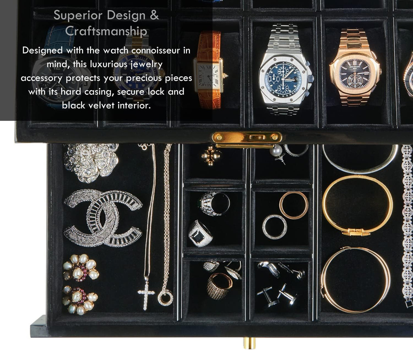 Luxury 12-Slot Watch Box Organizer – Lockable Glass Display Case with Velvet Lining