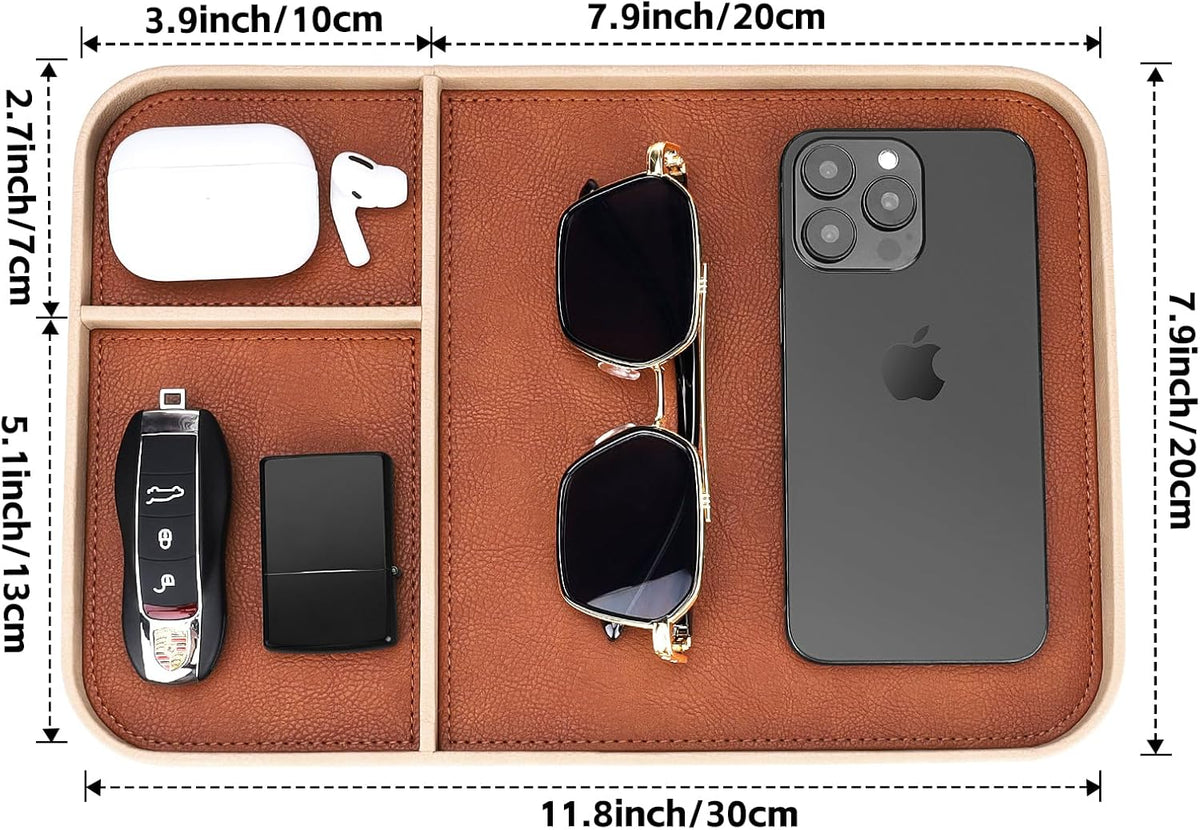 Norwood™ Leather Catch-All Valet Tray — Multi-Compartment