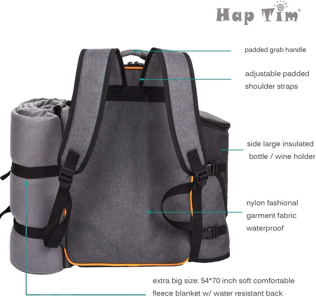 Hap Tim Picnic Basket Backpack for 4 Person with Insulated C