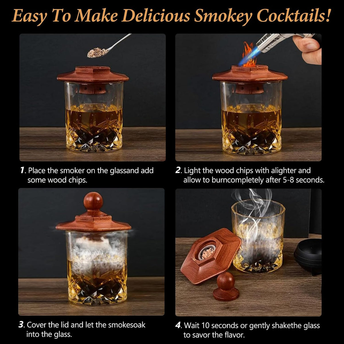 Emberton™ Old Fashioned Smoker Kit — Torch, 6 Wood Flavours & Ice Mould