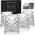 Balvorne™ 360° Spinning Whisky Glasses — Set of 4, Diamond Cut Gift Set