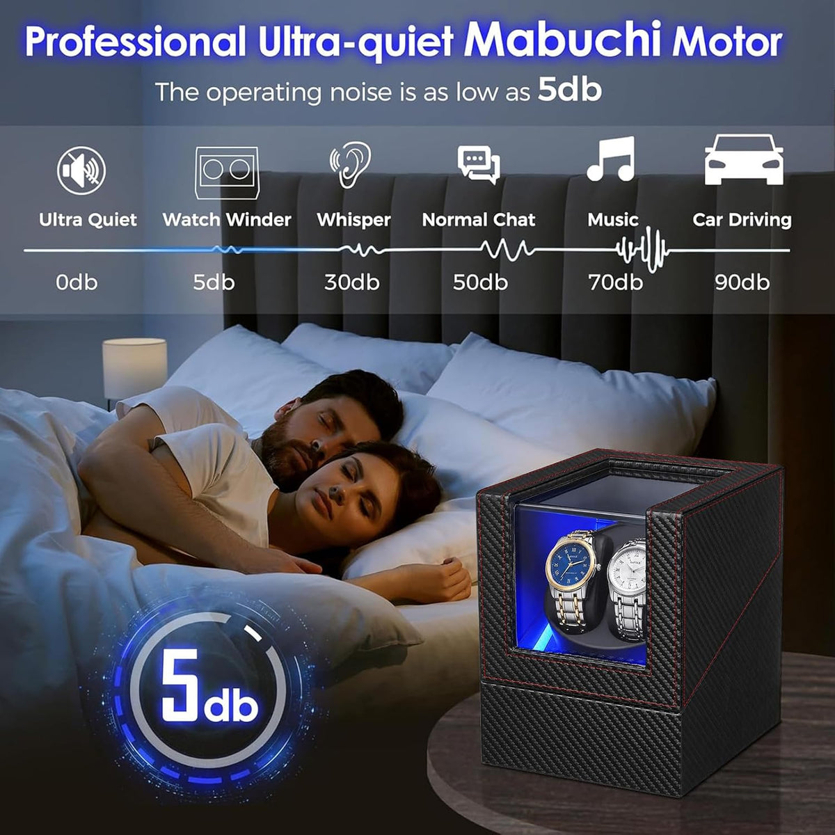 Rotare™ Twin Watch Winder — 5 Modes with Crystal Display Glass