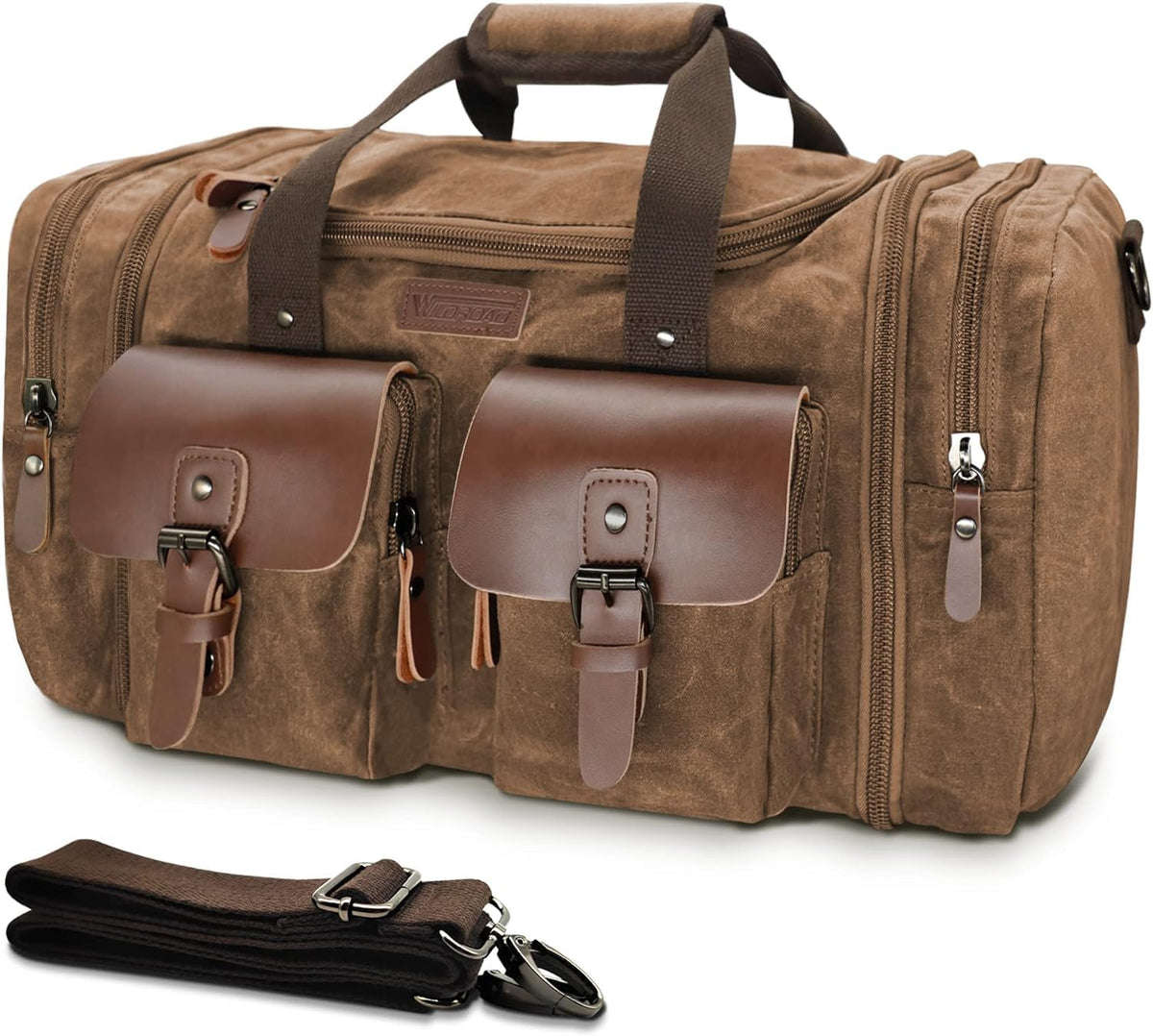 Ashcroft™ Waxed Canvas & Leather Duffle — 50L Expandable Weekender