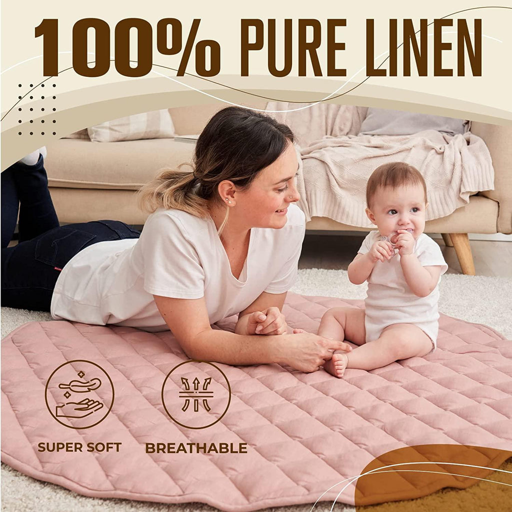 Munich Blue Premium Pure Linen Baby Play Mat