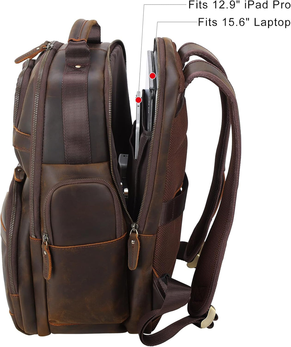 Ashcroft™ Vintage Leather Laptop Backpack — 15.6″ Business Rucksack