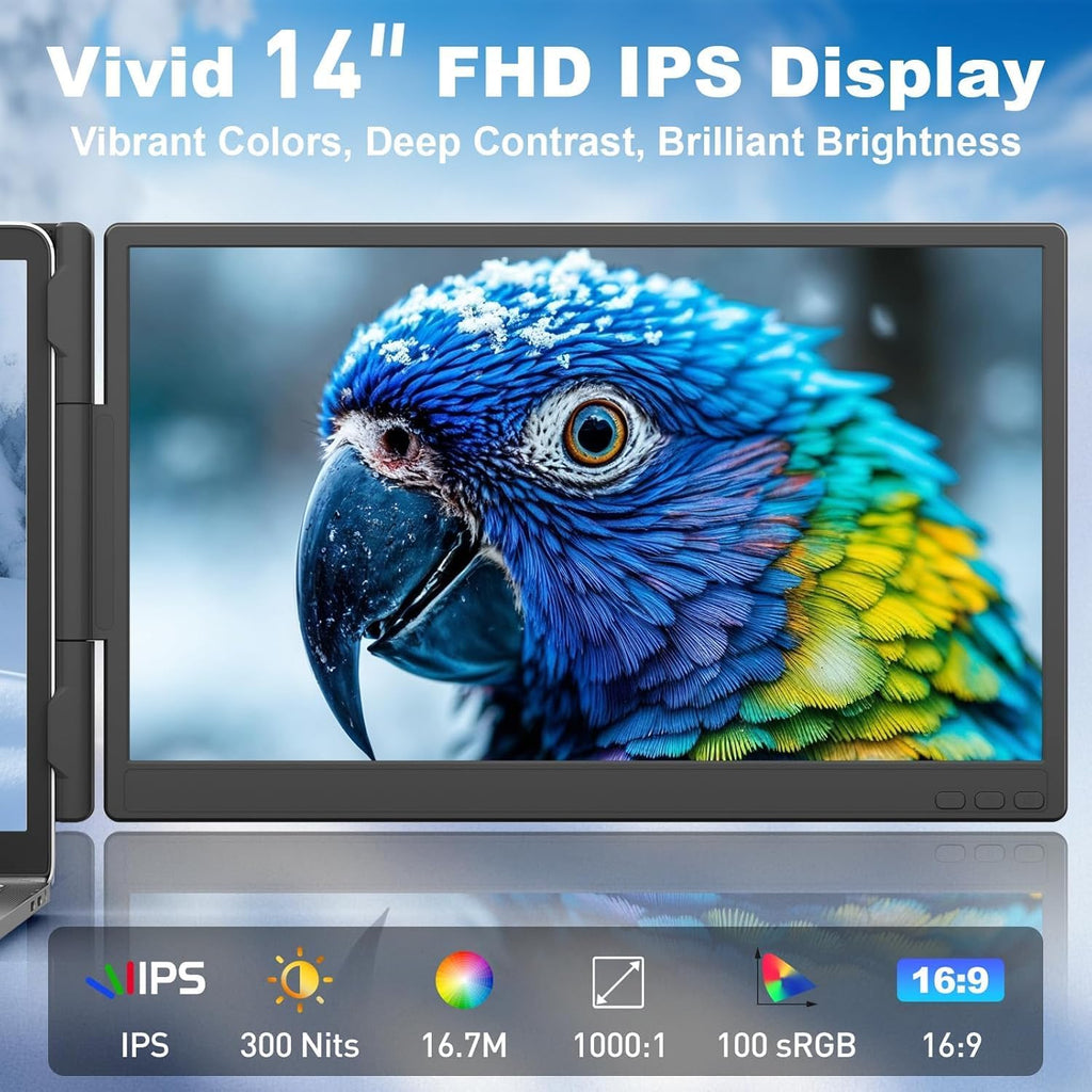 KEFEYA Laptop Screen Extender 14" FHD 1080P Full HD IPS Port