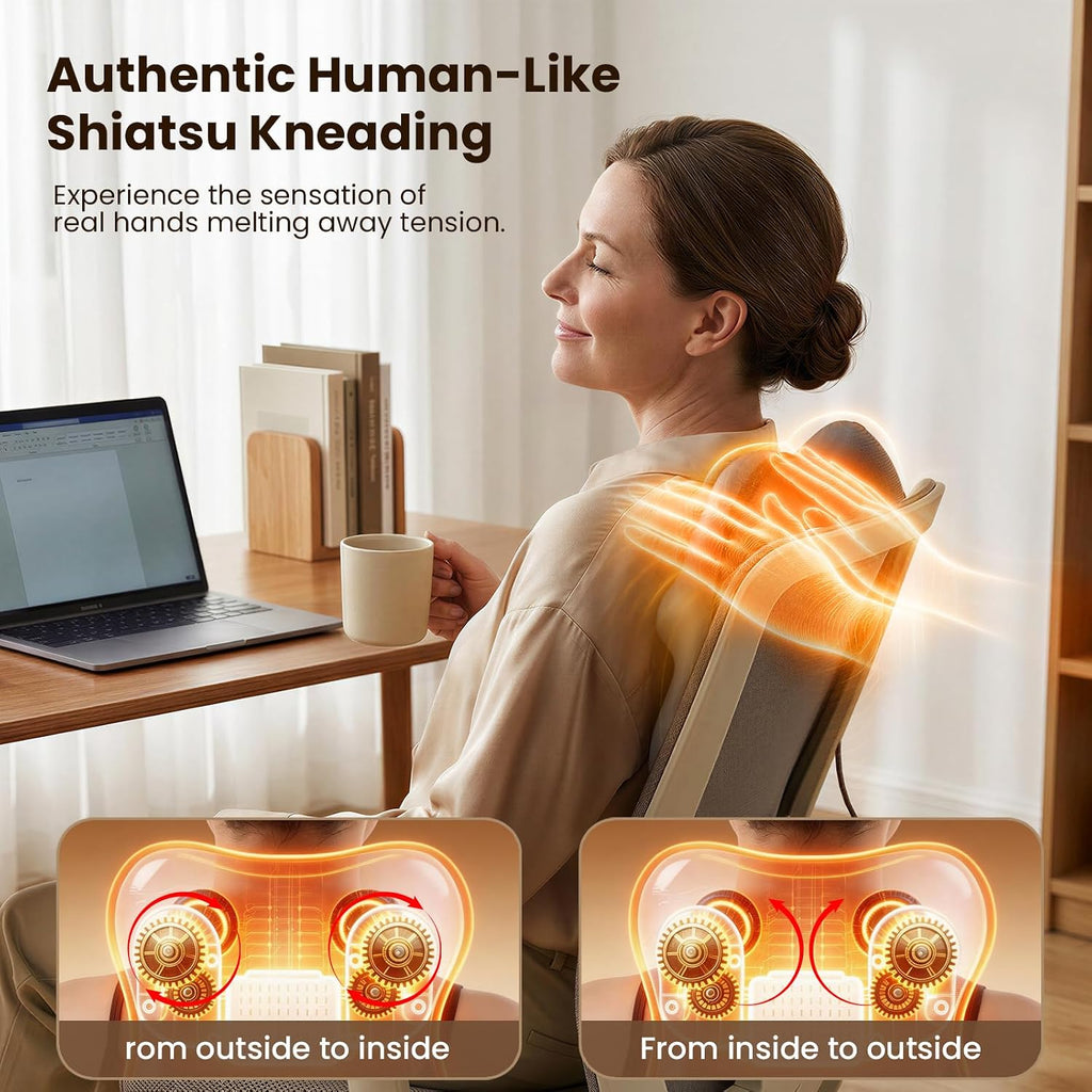 BOB AND BRAD Shiatsu Neck and Back Massager with Heat and Re