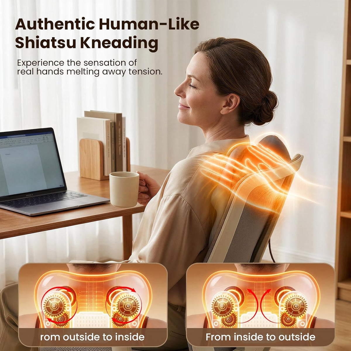 BOB AND BRAD Shiatsu Neck and Back Massager with Heat and Re
