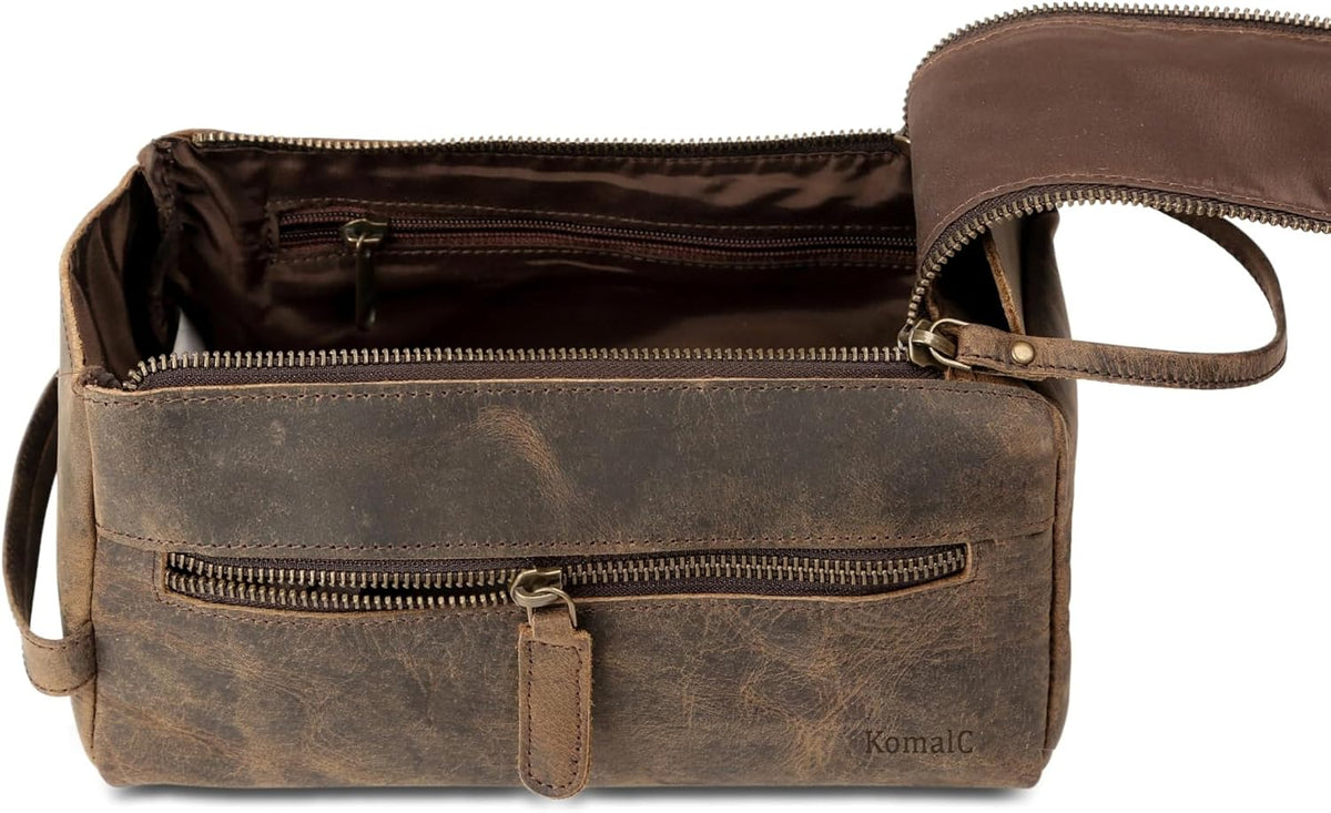 Ridgeway™ Buffalo Leather Toiletry Bag — Distressed Tan
