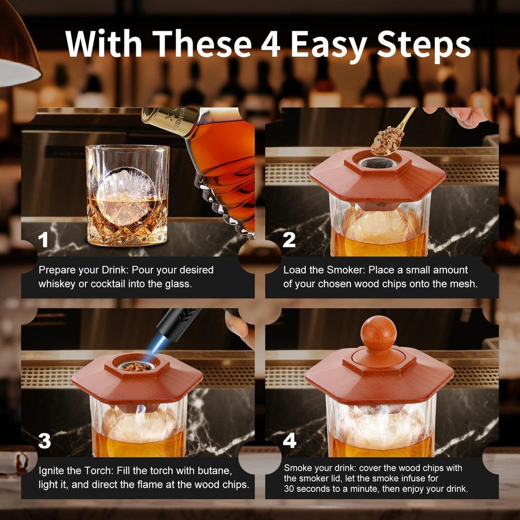 Emberton™ Cocktail & Whisky Smoker Kit — Torch & 6 Wood Chip Flavours