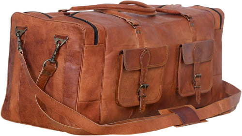 Ashcroft™ Leather Travel Duffle — 30″ Large, Vintage Brown
