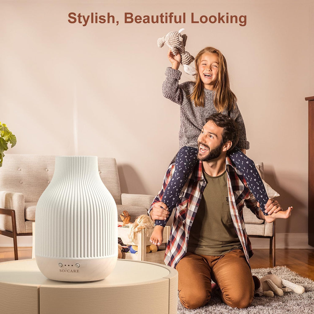 Elegant Ceramic Diffuser for Essential Oils with Solid Wood 