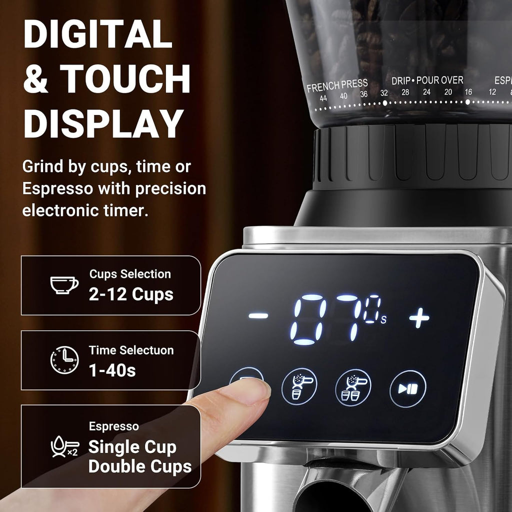 AMZCHEF Conical Burr Electric Coffee Grinder