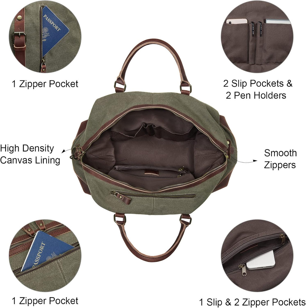 S-ZONE Duffle Bag for Travel 60L Canvas Duffel Bag Carry on 