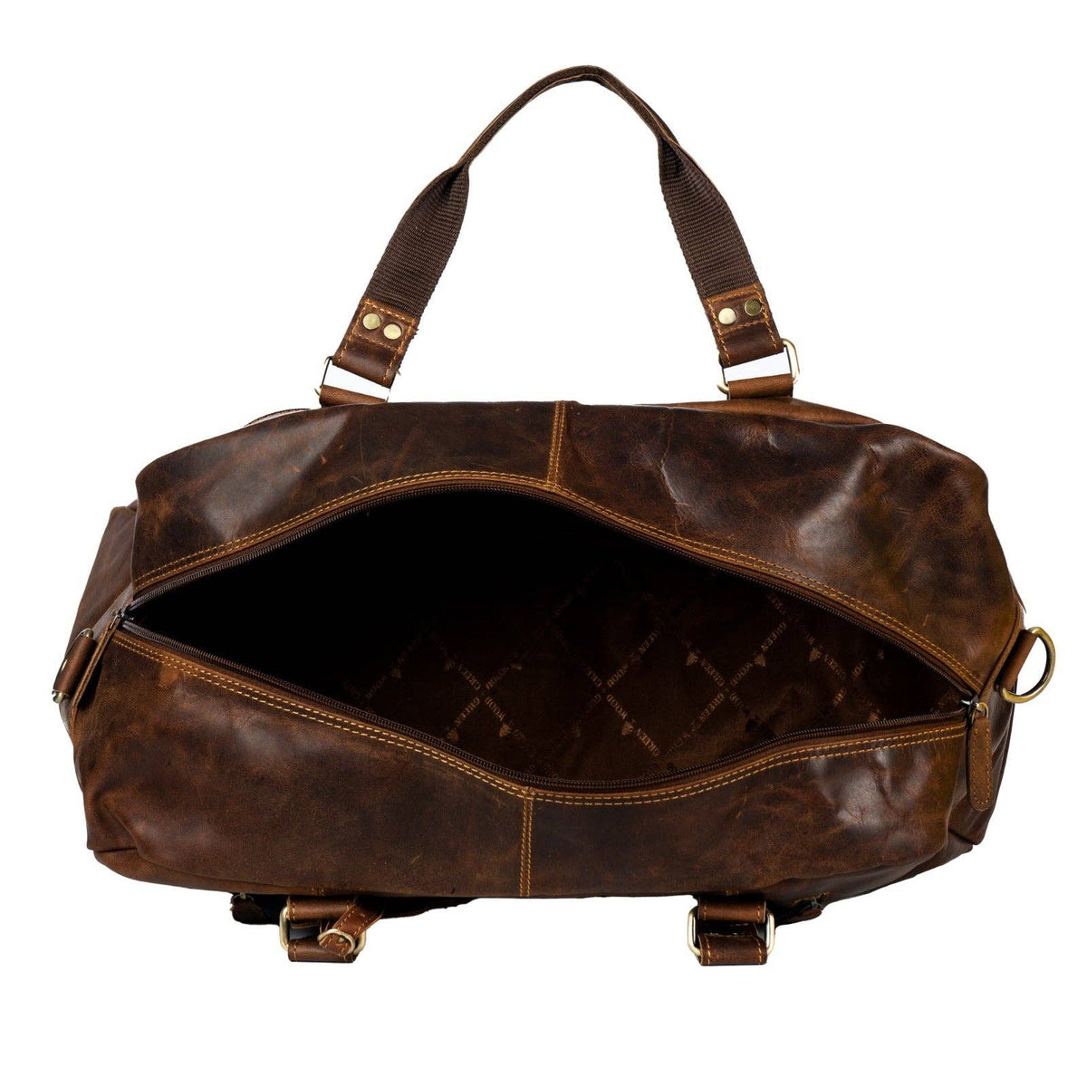 Greenwood Voyager Leather Weekend Bag — Full Grain Oil Pull-Up Cowhide Travel Duffel, Carry-On Size (Sandal) — image 8