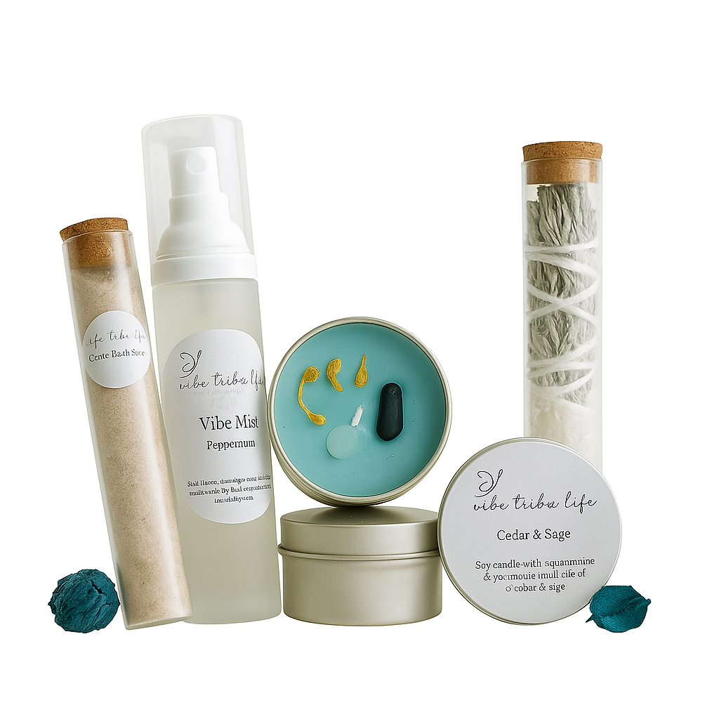Sage and Mint Self-Care Gift Box – Relaxation Spa Set with Candle, Mist and Bath Salts