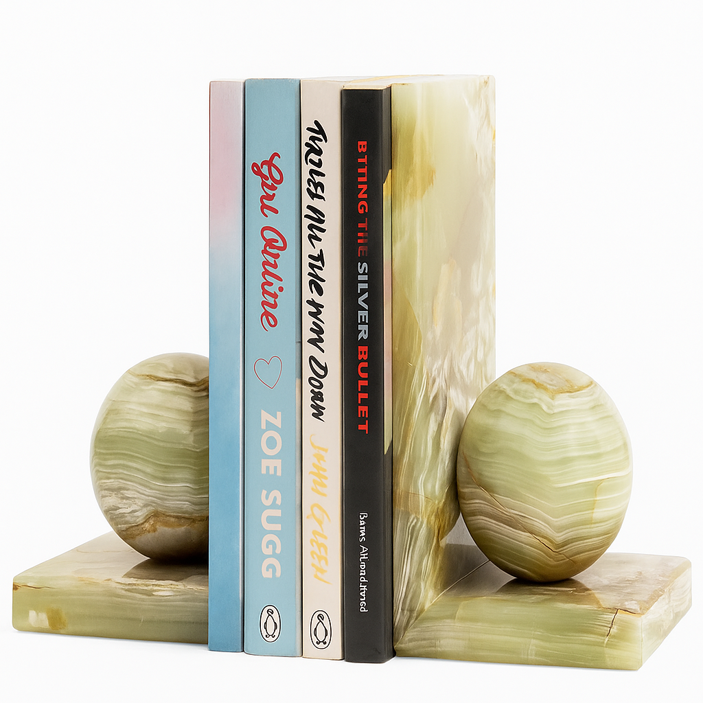Marble Bookends Set – Natural Stone Book Holders for Home and Office