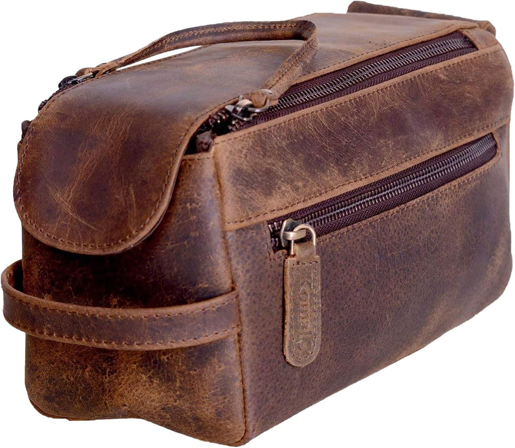 Ridgeway™ Buffalo Leather Toiletry Bag — Distressed Tan