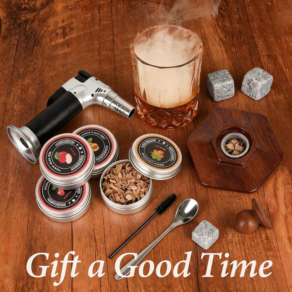 Emberton™ Old Fashioned Smoker Kit — Torch, 6 Wood Flavours & Ice Mould