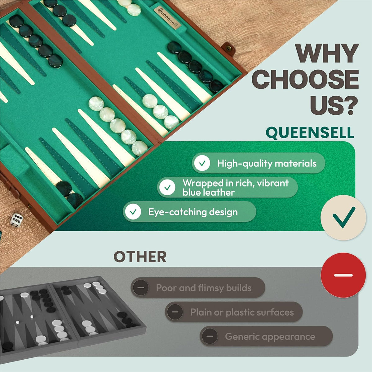 Premium 15 Inch Backgammon Set for Adults