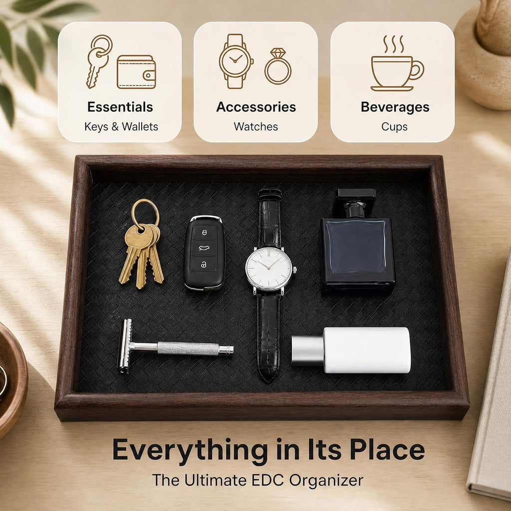 Norwood™ Wooden Valet Tray — Felt-Lined Catch-All
