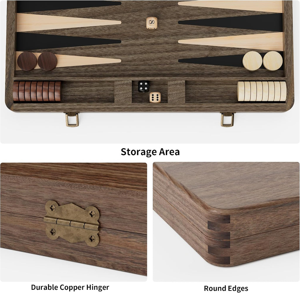 Black Walnut Backgammon Set