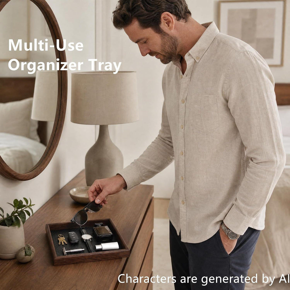 Norwood™ Wooden Valet Tray — Felt-Lined Catch-All
