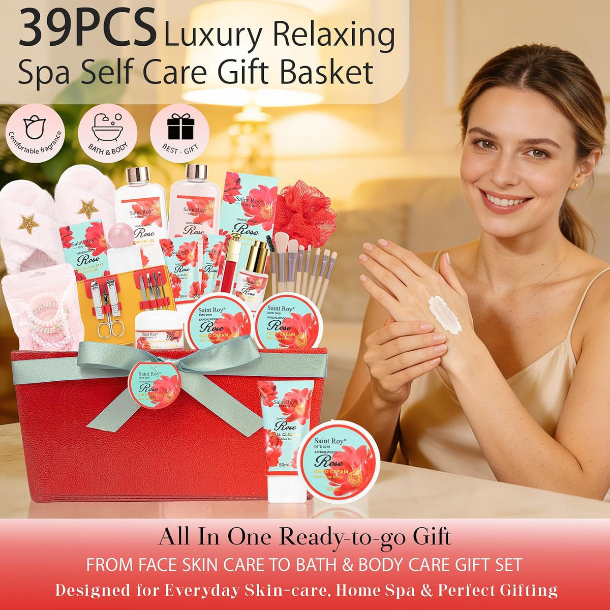 39 Pcs Sandalwood Red Rose Spa Gift Set