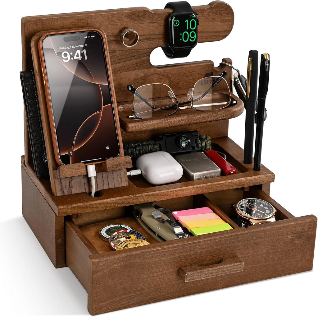Norwood™ Wooden Docking Station — Phone, Watch & Key Stand