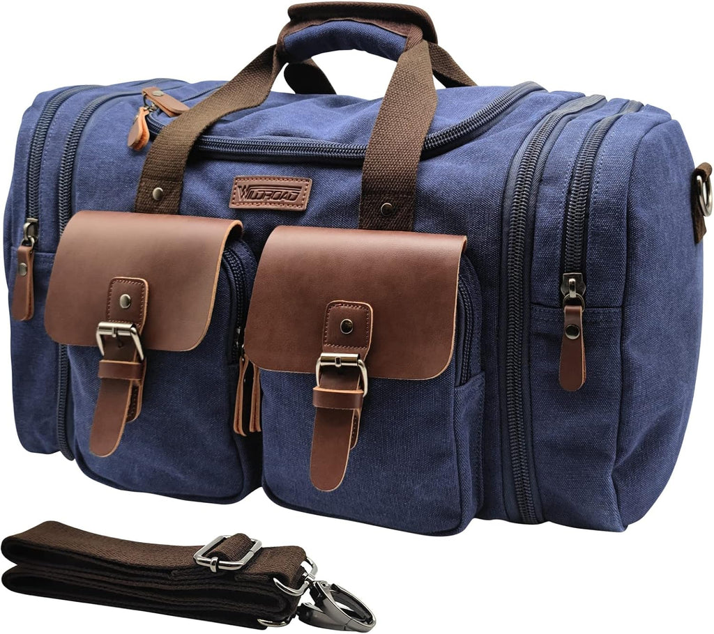 Ashcroft™ Waxed Canvas & Leather Duffle — 50L Expandable Weekender