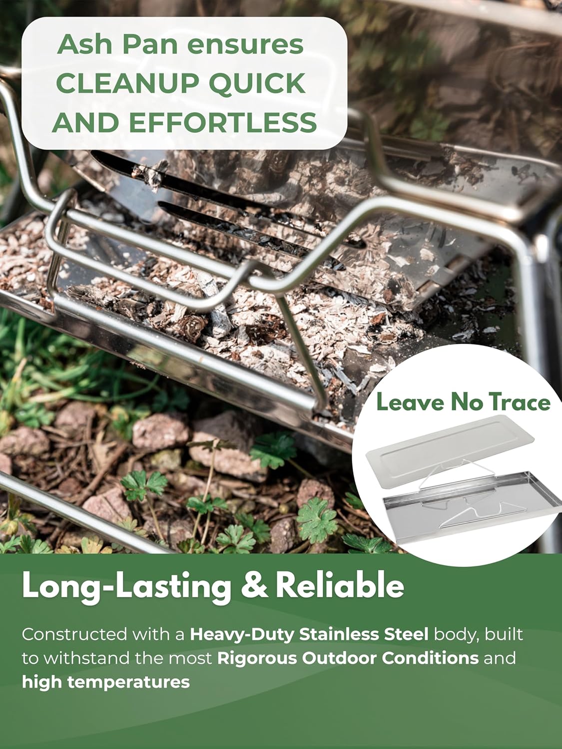 CAMPINGMOON Portable Fire Pit Grill Large 20 Inch Stainless 