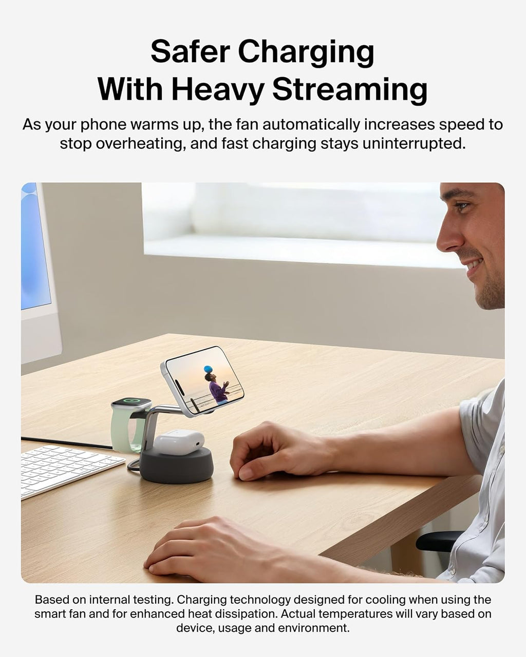 Belkin 3 in 1 Qi2 Wireless Charging Dock Stand 25W Active Co