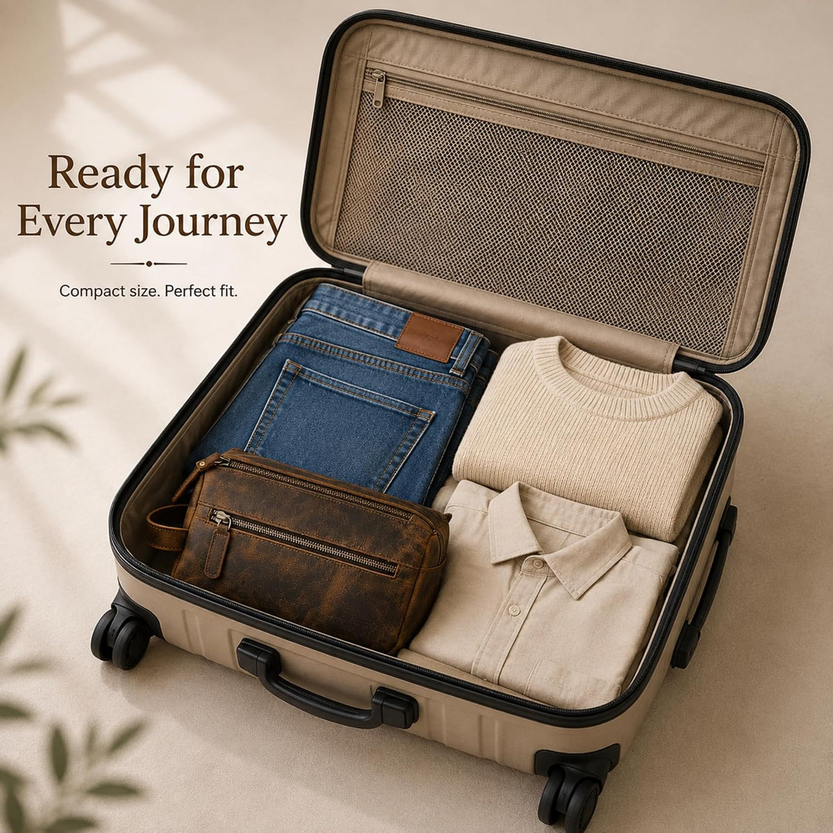 Ridgeway™ Buffalo Leather Toiletry Bag — Distressed Tan