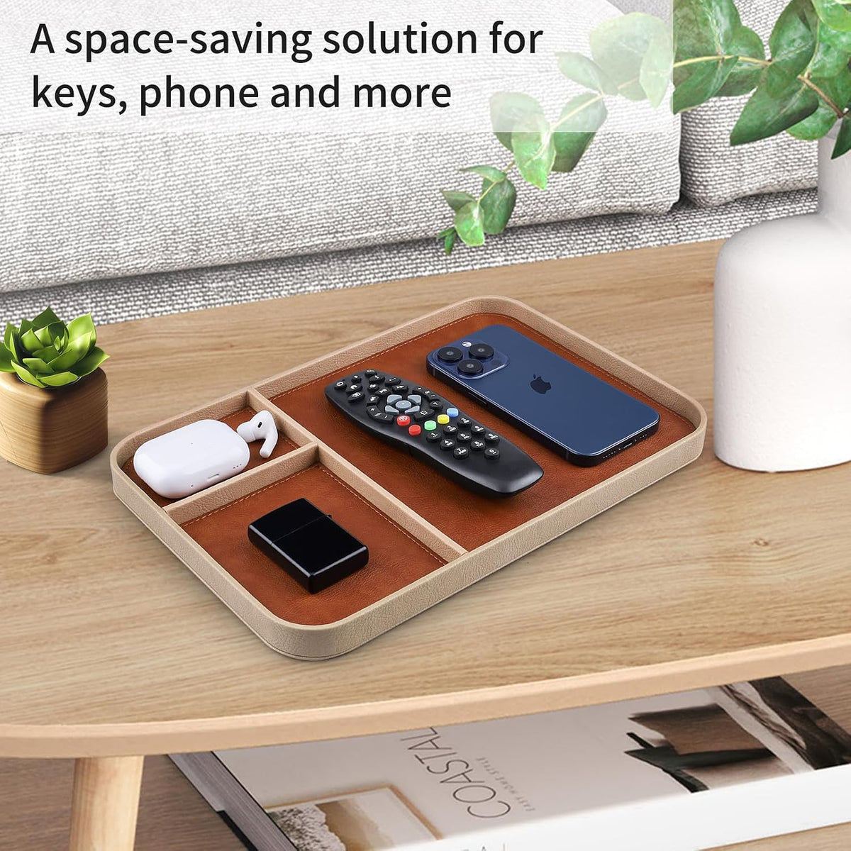 Norwood™ Leather Catch-All Valet Tray — Multi-Compartment