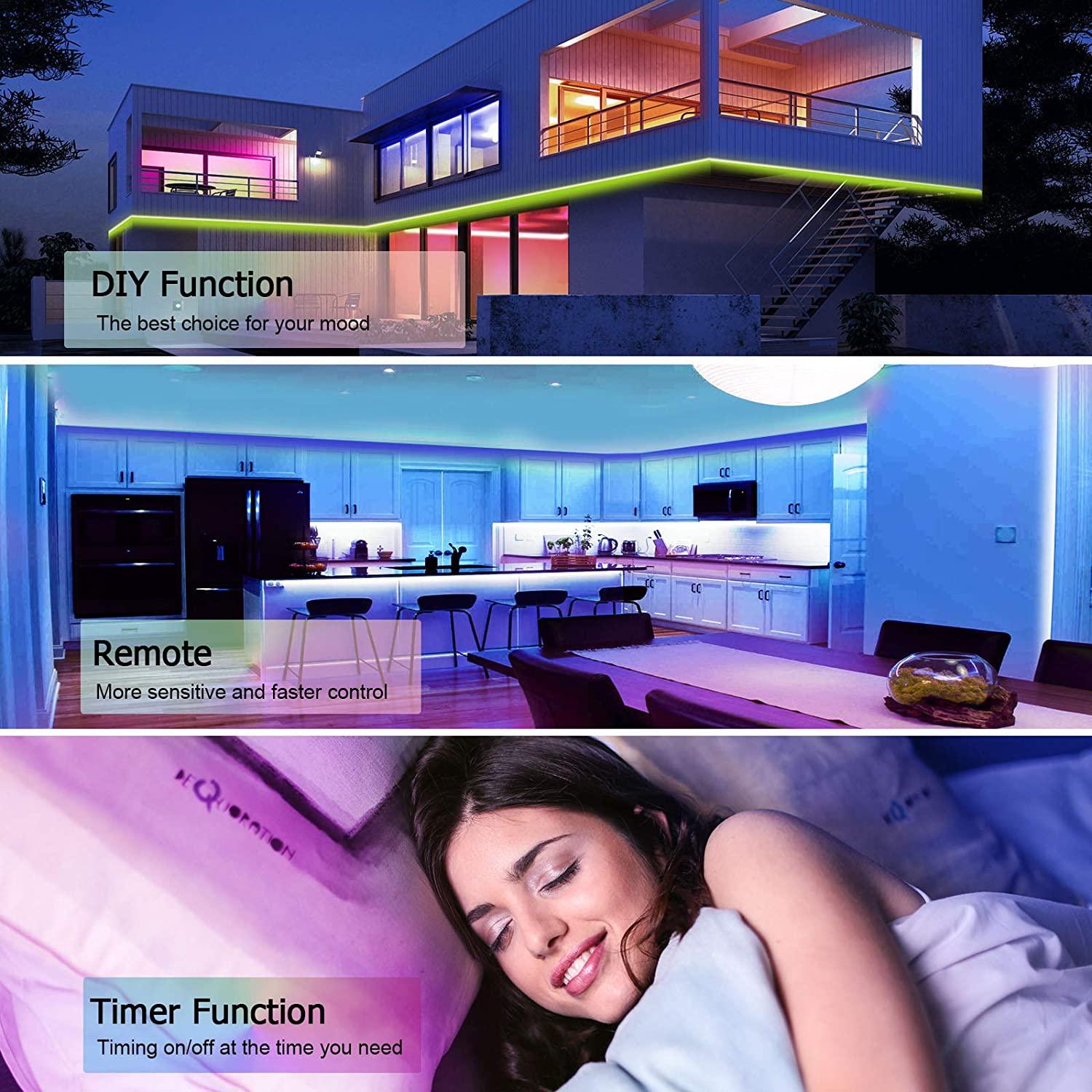 LED Strips Lights Color Changing Full Kit with 44-Keys RF Remote