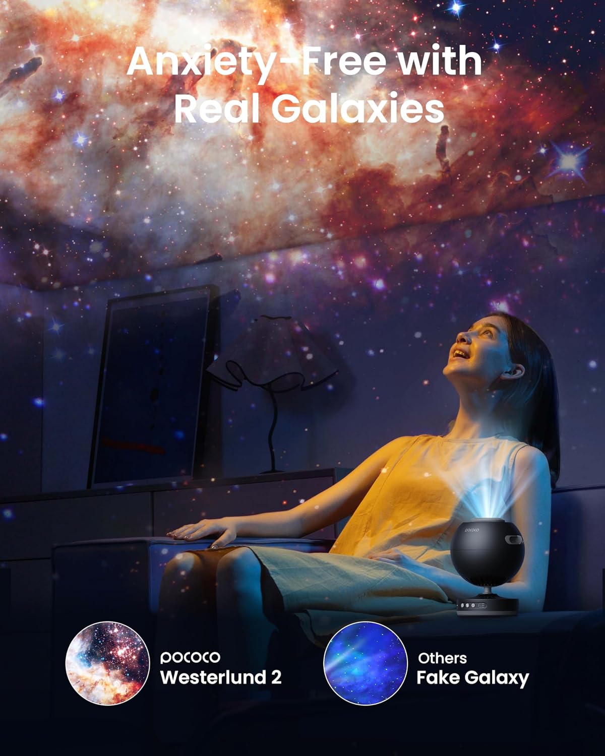 POCOCO Galaxy Star Projector with Replaceable Optical Discs